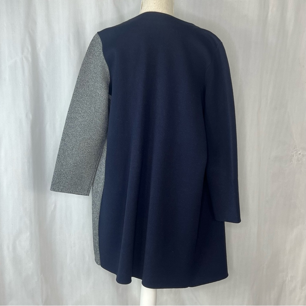 Ann Taylor Jacket Black Gray & Tan Color Block Viscose Open Front EUC M👍 - Picture 4 of 7